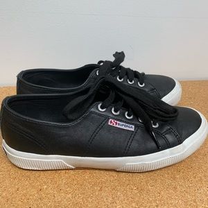 Black Leather Superga Sneakers